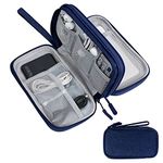 Skycase Travel Cable Organiser Bag,Double-Layer Storage Bag Electronics Accessories Organizer Bag for USB Data Cable,Earphone Wire,Power Bank,21 x 12.5 x 6.5cm,Blue