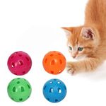 Dog Trust Cat Toy Ball with Bell, Pet Toy Cat Bell Ball Cat Toy with Bell Cat Jingle Balls for Cats Kitten, Plastic Cat Toys Jingle Balls Pounce Chase Rattle Ball Toys Random Color Pack of 4