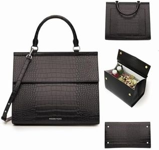 Modern Picnic Vegan Leather Large Lunch Bag for Women, Cooler Lunch Bag for Girls, Easily Wipeable, Adjustable Shoulder Strap, Women’s Lunch Bags for Work/Office/Outdoor, Black As Seen on Shark Tank
