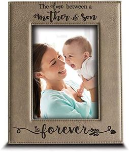 BELLA BUSTA- The Love Between a Mother and Son is Forever from Son- Mom Gifts- Engraved Leather Picture Frame (5" x 7" Vertical (Mother & Son))