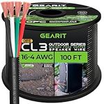 GearIT Pro Series 16 Gauge 4-Conductor Speaker Wire (100 Feet / 30.48Meters) Outdoor Direct Burial CL3 Rated 16 AWG OFC Speaker Cable, Black