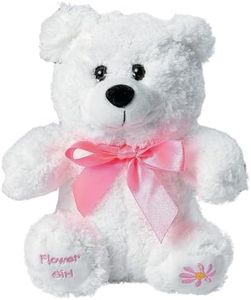 Fun Express Flower Girl Proposal Gift - Soft Plush Stuffed Bear with Pink Ribbon - Will You Be My Flower Girl Keepsake Toy for Wedding Day from Bride for Little Girls
