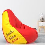 ComfyBean Bag with Beans Filled XXL- Official: Jack & Mayers Bean Bags - for Teenagers - Max User Height : 4.5-5 Ft.-Weight : 45-50 Kgs(Model: Single Taken Fabulous - Red Yellow)