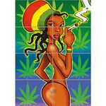 Doppelganger33 LTD Rasta Girl Reggae Weed Smoke Marijuana Poster XL Giant Panel Poster Art Print (8 Sections)