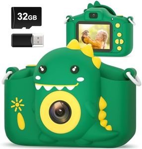 Hangrui Appareil Photo Enfant,2.0 Pouces Appareil Photo Numérique, 20MP/1080P Caméra avec Objectif Avant et Arrière,32G, Lecteur de Cartes, Cadeaux pour Enfants de 3 à 12 Ans-Vert