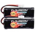 FLOUREON 7.2V 3500mAh NiMH 6 Cell Rechargeable RC Battery with Tamiya Plug for Popular Standard RC Cars including Traxxas, LOSI, Associated, HPI, Tamiya, Kyosho (2pack)