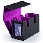 Infinity Guard MTG Deck Box with 2 Commander Display, Double Deck Box for 280+ Single Sleeved Cards, Leather Magnetic Card Storage Box Fits for TCG CCG Magic Cards (Black&Purple)