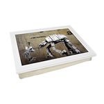 Portable Lap Desk Tray (Banksy I Am Your Father) Handmade Wooden Frame, Beanbag Cushioned Bottom | Computers, Laptops, Meals, Food | L0472 White