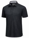 TACVASEN Men's Golf Polo Shirt Short Sleeve Men's Lightweight Sport Polo Workout Shirts for Men Moisture Wicking Sports Polo Shirts for Men Black