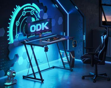 ODK Gaming Desk 80cm – LED Lights, Black