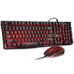 Rii Primer Gaming Keyboard Mouse Combo,3-Color LED Backlit Keyboard,Gaming Keyboard and Mouse Combo,USB Wired Keyboard,Optical Mouse for Gaming,Business Office (RGB)