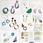 Resin Moulds and Supplies Set 139-count for Jewellery Making Geometric Hoop Earrings, Necklace Pendant, Filigree Charms