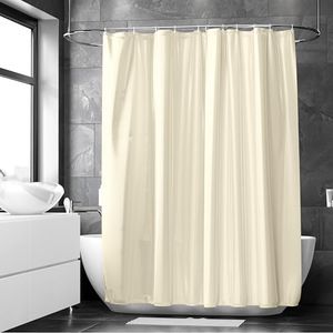 Encasa XO Waterproof Shower Curtain 8 ft, 140x244 cm. Heavy Duty Mildew Resistant Polyester Fabric Bathroom Curtain, Quick Dry, Machine Washable, Includes 10 Hooks | Natural