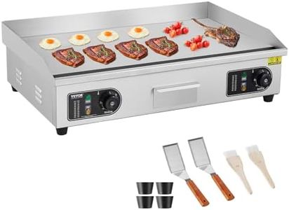 VEVOR Commercial Electric Griddle, 2800W Countertop Flat Top Grill, 122℉-572 ℉ Adjustable Temp, 29in Stainless Steel Griddle Grill with 2 Shovels and 2 Brushes for Home or Restaurant(110V No Plug)