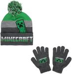 Minecraft Creeper Character Youth Beanie and Gloves Set Multicolored