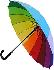 COLLAR AND CUFFS LONDON - Windproof 60mph - 16 Ribs For Super-Strength - Extra Strong - Triple Layer Reinforced Frame with Fiberglass - StormProtector Straight Umbrella - Auto Open - Rainbow Men Women, Multicoloured, One Size, Classic