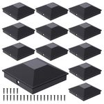 8 Pack 4x4 Post Caps Black(Actual 3.5" X 3.5" Fence Sturdy Waterproof Plastic Deck Cap Bracket Railing Brackets with 16 Screws And Easy Installation Frosted Finishing Touch Protect Wood (Black)