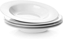 Trendhook Premium Fine Porcelain Bone China Deep Pasta Plate/Soup Plate/Maggi Plate/Gravy Plate (22 cm, 6 Plates_White)