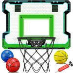 Mini Indoor Basketball Hoop, Basketball Hoop with Complete Accessories for Room & Wall Mounted, Over the Door Small Basketball Arcade Game Sports Toys Gift for 5+ Girls Boys Toddlers Kids Teens Adults