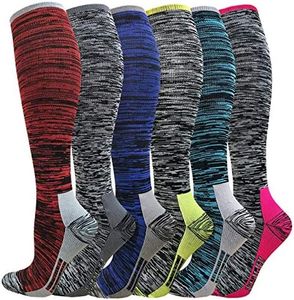 Hi Clasmix Graduated Compression Socks for Women&Men 20-30mmhg Knee High Sock (Multicoloured 2D, Large/X-Large)