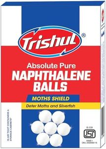 Trishul Naphthalene Moth Balls for Clothes | Bathroom | Wardrobe | Protect Clothes 100% Safe | Smell | free | Stain-Free | Germs Free | ISI Marked | 200 Gram White