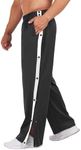 Deyeek Men's Tear Away Basketball Pants High Split Snap Button Casual Post-Surgery Sweatpants with Pockets Black