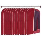 Kuber Industries Pack of 12 Coat Covers | Blazer Cover for Men | Jacket Covers with Zip | Dustproof Storage Bag | Half Transparent Suit Bag | Maroon