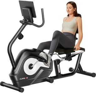 CURSOR FITNESS Recumbent Exercise Bike, 16-Level Magnetic Resistance Stationary Bike for Home workout with Pulse Sensors, Adjustable Seat & Back, Extra Cushion Sport Saddle, 330LB Capacity