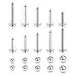 Longita 18G 16G Piercing Bars Barbell 4/5/6/8/10mm Lip Tragus Studs Labret Monroe Rings with Replacement Balls 2.5/3/4/5/6mm