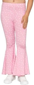 STRETCH IS COMFORT Girl's Bell Bottom Leggings Pink Daisies XX-Large