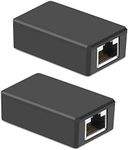 RJ45 Cat6 Coupler Ethernet Extender Connector, 2 Pack in line Coupler， for CAT5/ CAT5E/ CAT6E/ CAT7/ CAT7 Ethernet Cable Extender Female to Female Black