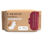 Carmesi Sensitive Sanitary Pads - Pack of 30 Pads (Large) - Certified 100% Rash-Free by Gynecologist - Natural Plant Top Sheet - No Fragrance, No Chlorine - With Disposal Bags