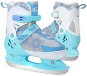 Nattork Adjustable Ice Skates, Blue Ice Skating Shoes for Kids, Boys and Girls, Hockey Lace-Up Skates - Soft Padding and Reinforced Ankle Support with 4 Sizes Adjustments