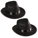 Black Fedora Gangster Hat Costume Accessory - Pack of 2