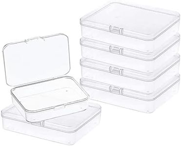 MFDSJ 6 Pcs Mini Plastic Storage Containers Box with Lid, 3.5x2.4 Inches Clear Rectangle Box for Collecting Small Items, Beads, Game Pieces, Business Cards, Crafts Accessories