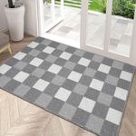 HEBE Extra Large Indoor Outdoor Doormat 32"x 48" Washable Checkered Farmhouse Front Door Mat Non Skid Absorbent Mud Entrance Rug Dirt Trapper Floor Carpet Welcome Mat