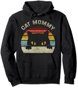 Cat Mommy Donne Vintage Retro Nero Gatti Mamma Festa Della Mamma Felpa con Cappuccio