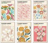 Flower Market Posters, Minimalist Flower Market Wall Art Prints, Danish Pastel Room Decor Aesthetic, Vintage Matisse Posters & Flower Pictures Wall Decor,Gallery,Unframed 8"x10"