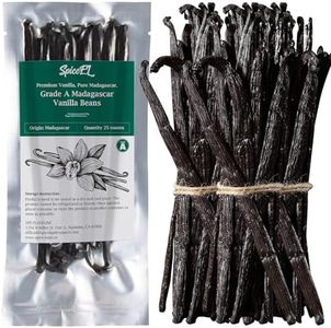 SPICEEL Madagascar Vanilla Beans Grade A Vanilla Pods for Making Extract, Whole 5" - 7" Vanilla Beans for Baking, 25 Counts