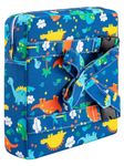 Holdfiturn Toddler Booster Seat with Straps Baby Kid Infant Demountable Adjustable Washable Portable Dining Chair Pad Chair Increasing Cushion Blue Dinosaur