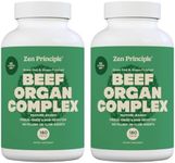 Zen Principle Grass Fed Beef Organs - Desiccated Liver, Heart, Kidney, Pancreas, Spleen, Intestine, Tripe/Stomach. Beef Organ Supplements 2-Pack