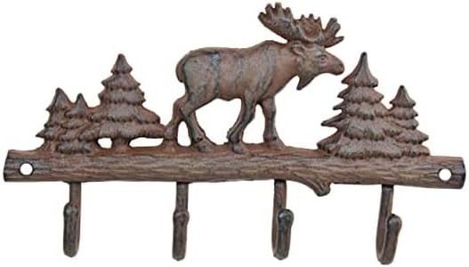 Cast Iron Moose Wall Key Rack Holder 4 Hooks Coat Hook Home Decor by HomeOffice