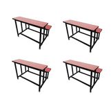 SOMRAJ Duel Desk Kids Double Student Bench Cum Duel Desk Strong and Sturdy Metal Standard Structure with Wooden TOP of RED Colour (Small Students) (4)