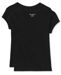 The Children's Place Girls' Short Sleeve T-Shirt, Black 2-Pack, XX-Large