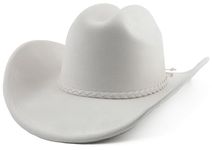 Pro Celia Big Wide Brim Cowboy Hat for Women Men Felt Western Cowgirl Hats, Pu-ivory, Medium