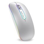 Rechargeable Wireless Mouse, 2.4G & Bluetooth Mouse for Laptop Slim Silent Mouse Ergonomic Cordless Design with USB Nano Receiver & 1600 DPI 3 Adjustment Levels Compatible with PC Computer Notebook