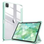 Fintie Case for iPad Pro 11 Inch 3rd Generation 2021 - [Supports 2nd Gen Pencil Charging ] Slim Transparent Clear Hard Back Cover with Soft TPU Edge, Pencil Holder, Auto Wake/Sleep, Green