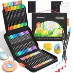 Shuttle Art Dual Tip Acrylic Paint Pens, 60 Colours Fine & Brush Paint Marker Pens, Paint Pens for Rock Painting, Ceramic, Wood, Fabric, Glass, Art Marker Pen Set for Kids Adults on Christmas Easter