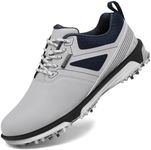 ULTIANT Men's Golf Shoes Fixed Nailless Sole Waterproof Lightweight No-Slip Walking Shoes Size7.5-14(Grey,41.5)