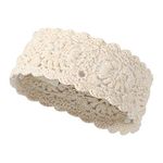 ZLYC Women Headband Handmade Crochet Knit Boho Flower Hair Bands (Crochet White)